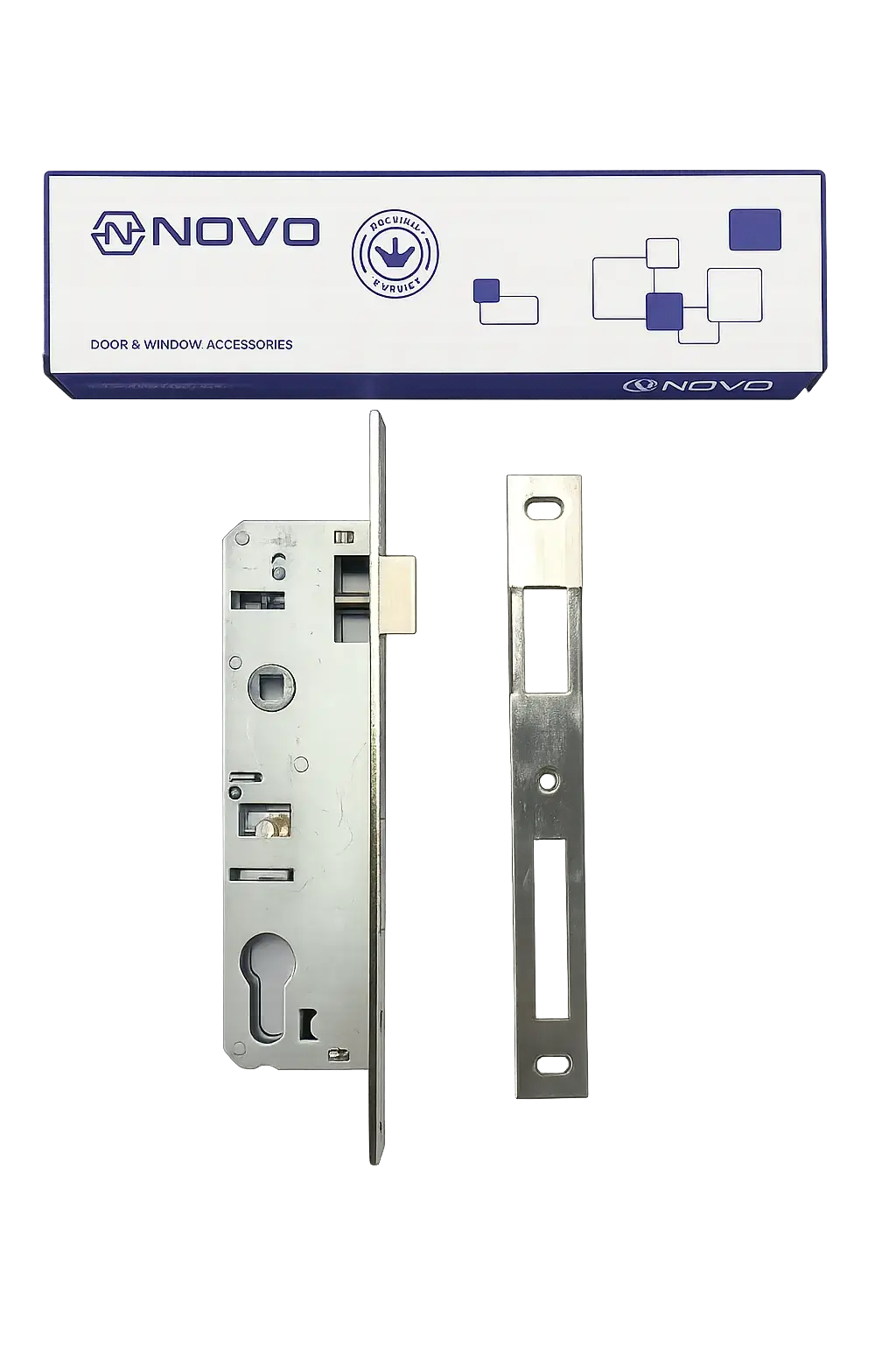 Broaste usi - Broască simplă ușă aluminiu Novo 35x85 mm – Backset 35 mm, Interax 85 mm | HTTmag.ro
