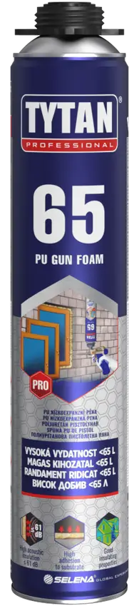 Etansanti si Izolanti - TYTAN 65 Professional Spumă PU pentru Pistol 840 ml – Spumă Poliuretanică pentru Montaj Ferestre și Uși