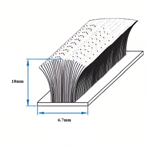 Perie ușă glisantă aluminiu – suport 6,7 mm, înălțime 18 mm [1]