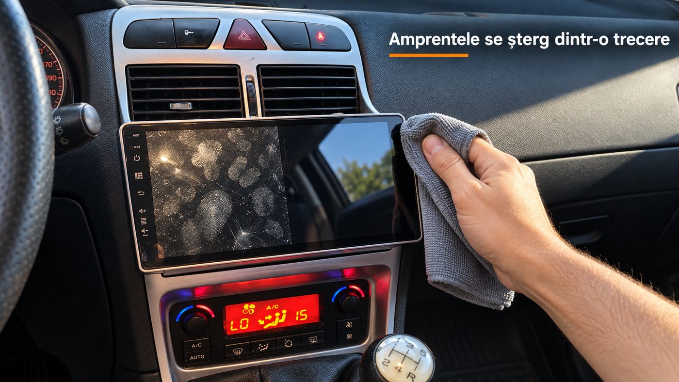 Amprentele de pe folie se șterg cu o lavetă