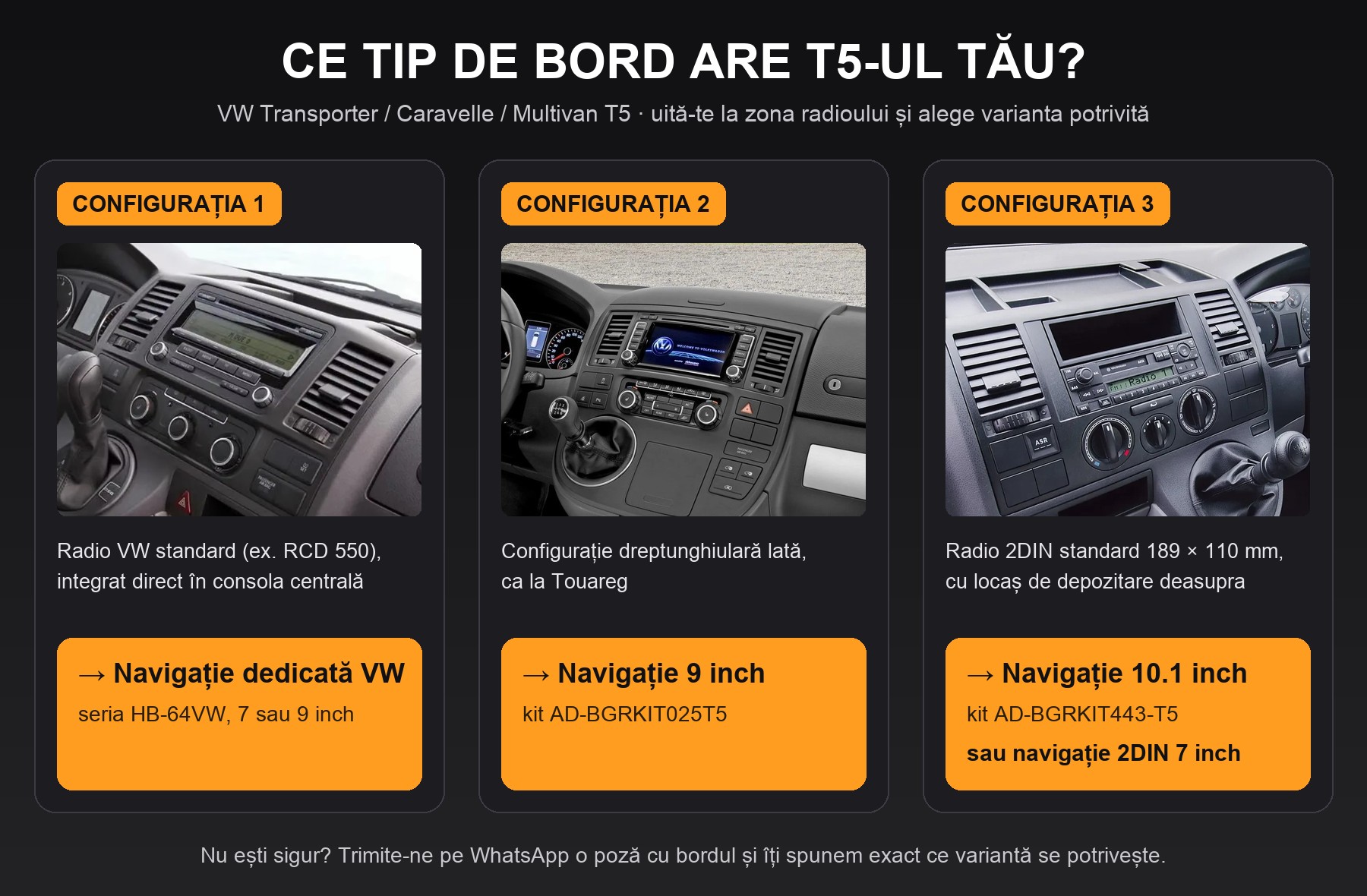 Ce tip de bord are T5-ul tău? Configurația 1, 2, 3