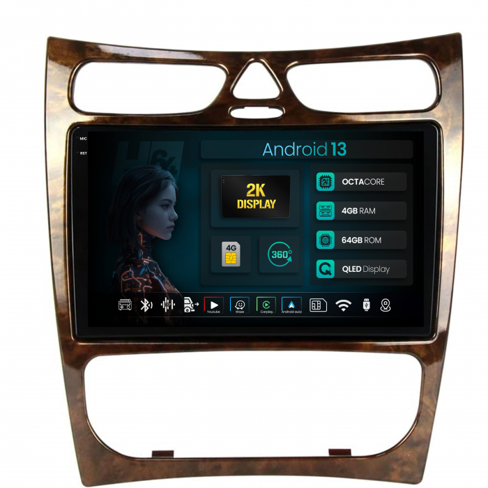 Navigatie 2K Android 13 Benz CLK (W209) (2002-2006) QLED | Hub64.ro [1]