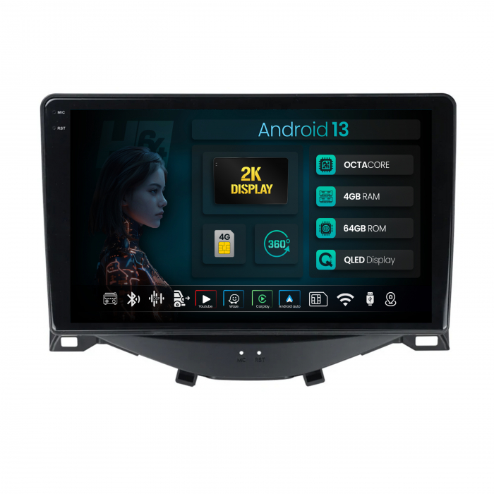 Navigatie 2K QLED Android Citroen C1 / Peugeot 108 / Toyota AYGO (2014-2022) 4GB | Hub64.ro [1]