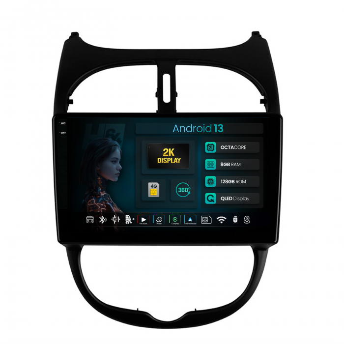 Navigatie Android 13 Peugeot 206 8+128GB | Hub64.ro [1]