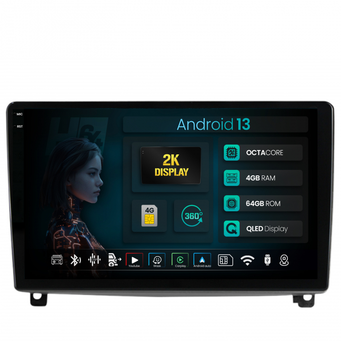 Navigatie 2K Peugeot 407 Android 4+64GB 4G | Hub64.ro [1]