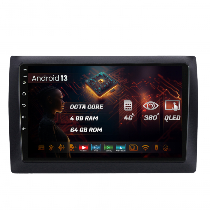 Navigatie Android 13 QLED Fiat Stilo | Hub64.ro [1]
