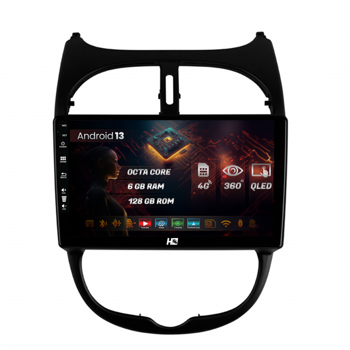 Navigatie Android 13 Peugeot 206 6+128GB | Hub64.ro [1]