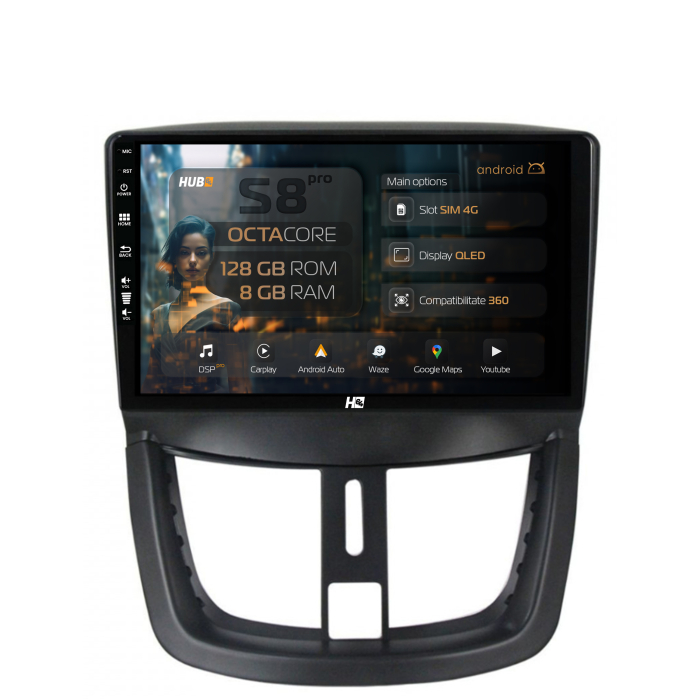 Navigatie Android 13 Peugeot 207 8+128GB | Hub64.ro [1]