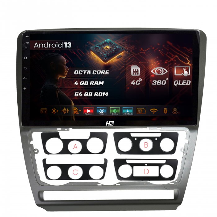 Navigatie QLED Android 13 Skoda Octavia 2 | Hub64.ro [1]