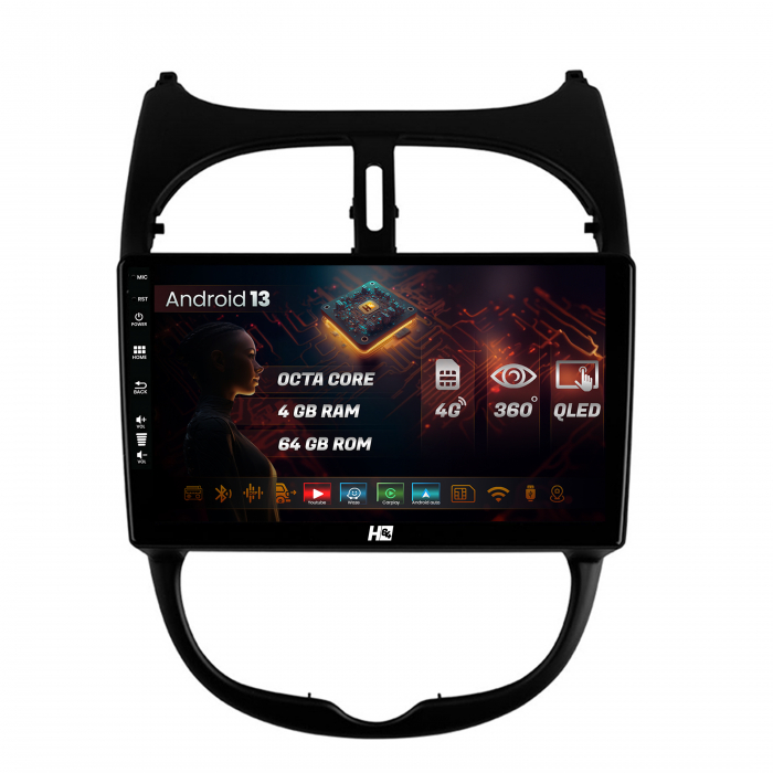 Navigatie QLED 10 Peugeot 206 QLED | Hub64.ro [1]