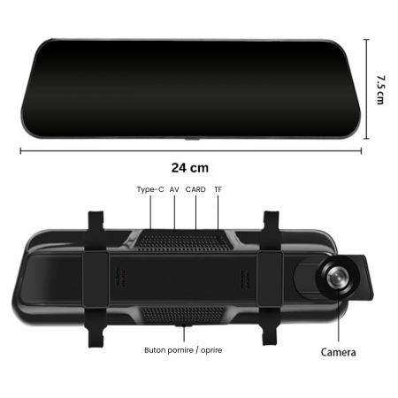 Oglinda DVR, 2K, 11.26" touch screen, CarPlay si Android Auto wireless, Control vocal, Monitorizare parcare, Camera marsarier - AD-BGCMXP7 [4]