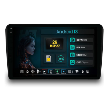 Navigații Audi A3 8P 2003-2013 - Navigatie 2K Android Audi A3/ S3/ RS3 QLED | Hub64.ro