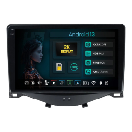 Navigații Toyota Aygo 2014-2022 - Navigatie 2K Android Citroen C1 / Peugeot 108 / Toyota AYGO (2014-2022) 4GB | Hub64.ro