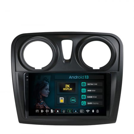Sandero 2012-2020 - Navigatie 2K Android 13 Dacia 9" QLED | Hub64.ro