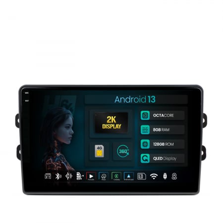 Sandero 2012-2020 - Navigatie Android 13 DACIA 8+128GB OCTACORE | Hub64.ro