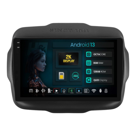 Navigații Jeep Renegade 2014-2018 - Navigatie 2K Android Jeep Renegade (2014-2018) 8GB | Hub64.ro