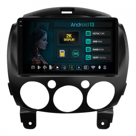 Navigații Mazda 2 2007-2014 - Navigatie 2K Android Mazda 2 (2007-2014) QLED | Hub64.ro