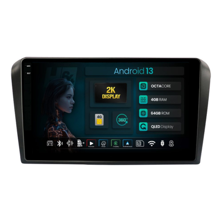 Navigații Mazda 3 2003-2009 - Navigatie 2K Android Mazda 3 (2003-2009) QLED | Hub64.ro