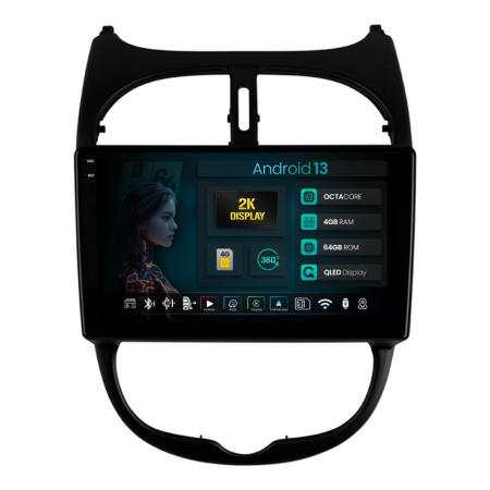 Navigații Peugeot 206 (1998-2012) - Navigatie 2K QLED 10 Peugeot 206 QLED | Hub64.ro