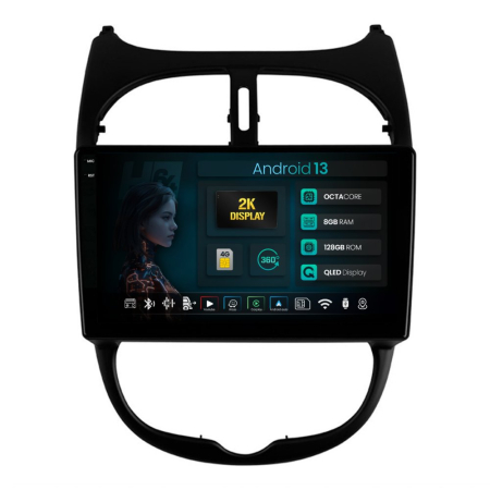 Navigații Peugeot 206 (1998-2012) - Navigatie Android Peugeot 206 8+128GB | Hub64.ro