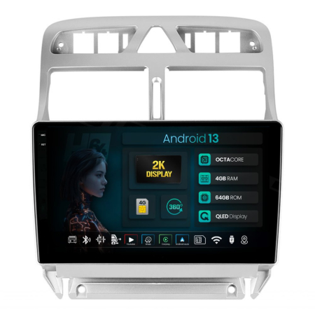 Navigații Peugeot 307 (2001-2008) - Navigatie 2K QLED Peugeot 307 Android 4GB | Hub64.ro