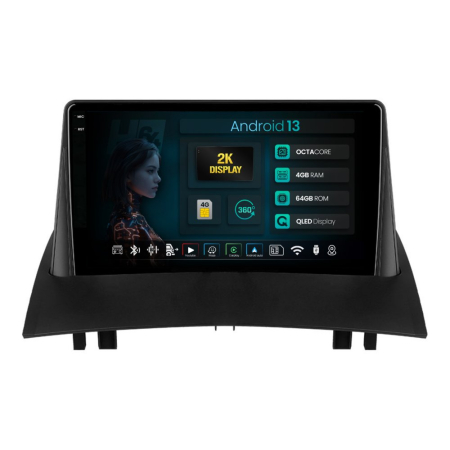 Navigații Renault Megane II 2002-2009 - Navigatie 2K Android Renault Megane 2 9" QLED | Hub64.ro