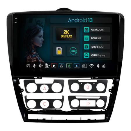 Navigații Skoda Octavia II NFL 2004-2008 - Navigatie Android Skoda Octavia 2 (2004-2013), ramă Black 8GB | Hub64.ro
