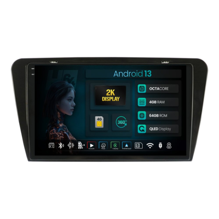 Navigații Skoda Octavia III 2013-2020 - Navigatie 2K Android Skoda Octavia 3 QLED | Hub64.ro