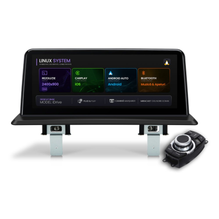 Navigații BMW Seria 1 E81/E82/E87/E88 2004-2013 - Navigatie BMW Seria 1 E87/E88/E82/E81 (2006-2012), Linux OS & OEM, Varianta iDrive, CarPlay & Android Auto Wireless, MirrorLink, Camera AHD, 12.3 Inch - AD-BGBM10LXICI+AD-BGRKITBMI110
