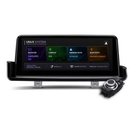 Navigații BMW Seria 3 E90/E91/E92/E93 2005-2013 - Navigatie BMW Seria 3 E90/E91/E92/E93 (2005-2012), Linux OS & OEM, Varianta iDrive, CarPlay & Android Auto Wireless, MirrorLink, Camera AHD, 12.3 Inch - AD-BGBM10LXICI+AD-BGRKITBMI111