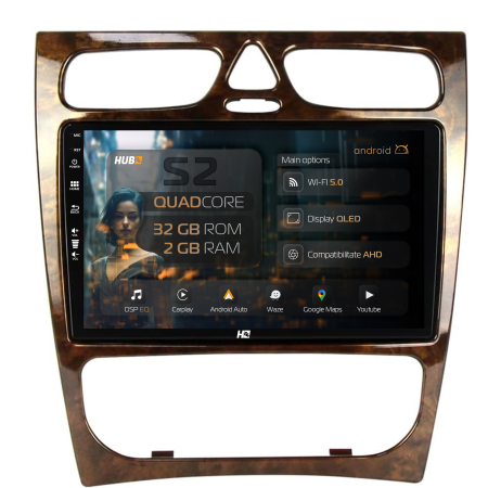 C Class W203 2000-2004 - Carplay GPS Android 13 Mercedes Benz C Class (W203) (2002-2004) | Hub64.ro