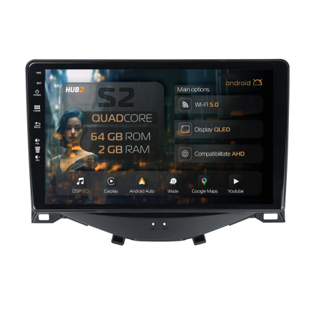 Aygo (2014-2022) - Carplay Android 13 Citroen C1 / Peugeot 108 / Toyota AYGO (2014-2022) 2GB | Hub64.ro