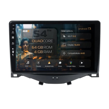 C1 2014-2022 - Navigatie QLED Android Citroen C1 / Peugeot 108 / Toyota AYGO (2014-2022) 4GB | Hub64.ro