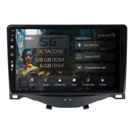 Navigații Toyota Aygo 2014-2022 - Navigatie Android Citroen C1 / Peugeot 108 / Toyota AYGO (2014-2022) 6GB | Hub64.ro