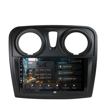 Sandero 2012-2020 - Navigatie Android 13 Dacia 9" QLED | Hub64.ro