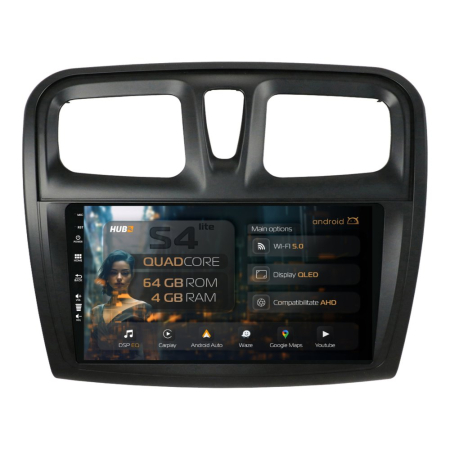 Navigații Dacia Logan 2012-2020 - Navigatie Android Dacia Sandero 4GB QLED | Hub64.ro