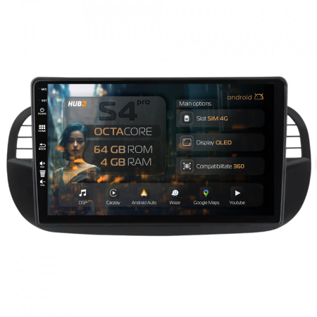 500 (2007-2014) - Navigatie Fiat 500 2007-2014 4GB 4G | Hub64.ro