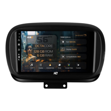 Navigații Fiat 500X 2014-2024 - Navigatie Android Fiat 500X (2014-2024) 6GB | Hub64.ro