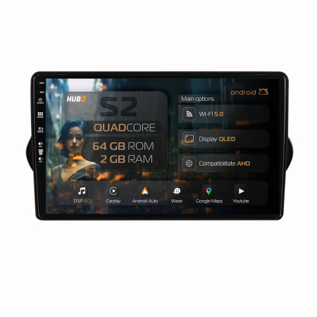 Tipo 2015-2021 - Carplay Android 13 Fiat Tipo (2015-2021) 2GB | Hub64.ro