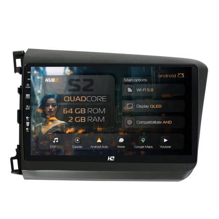 Civic Sedan 2012-2015 - Carplay Android 13 Renault Megane 2 9" 2GB | Hub64.ro