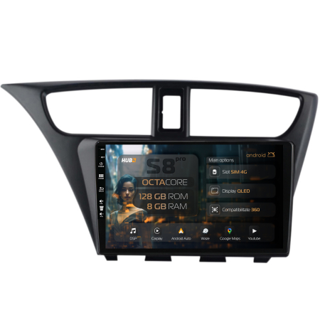 Civic Hatchback 2012-2015 - Navigatie Android 13 Honda Civic 8+128GB | Hub64.ro