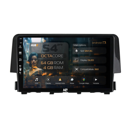 Civic X 2015-2021 - Navigatie QLED Android Honda Civic X | Hub64.ro