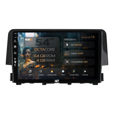 Navigații Honda Civic X 2015-2021 - Navigatie QLED Android Honda Civic X | Hub64.ro