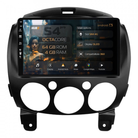 Navigații Mazda 2 2007-2014 - Navigatie Android Mazda 2 (2007-2014) QLED | Hub64.ro