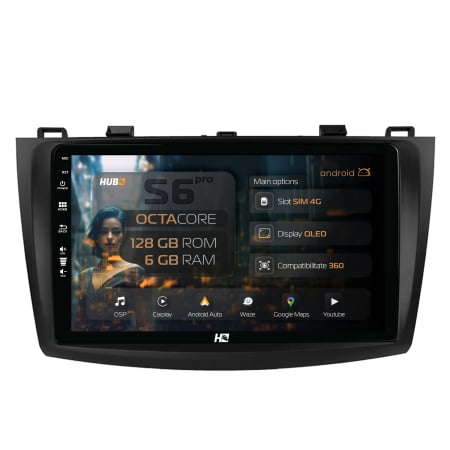 Mazda 3 2009-2015 - Navigatie Android 13 Mazda 3 2009+ 4G 6GB | Hub64.ro