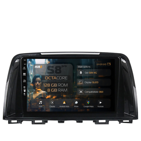 Mazda 6 2013-2015 - Navigatie Mazda 6 (2013-2015) cu Android 8+128GB | Hub64.ro