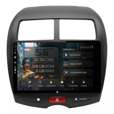 Navigații Mitsubishi Asx 2009-2015 - Navigatie Android Mitsubishi ASX / Peugeot 4008 (2010-2018) 6GB | Hub64.ro