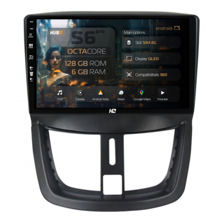 Navigații Peugeot 207 (2006-2015) - Navigatie Android Peugeot 207 6+128GB | Hub64.ro