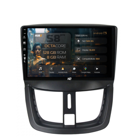 207 (2006-2015) - Navigatie Android 13 Peugeot 207 8+128GB | Hub64.ro