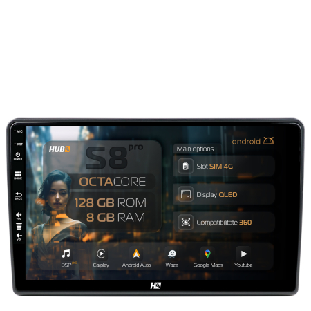 308 (2014 ->>) - Navigatie Android Peugeot 308 2012-2017 8GB | Hub64.ro